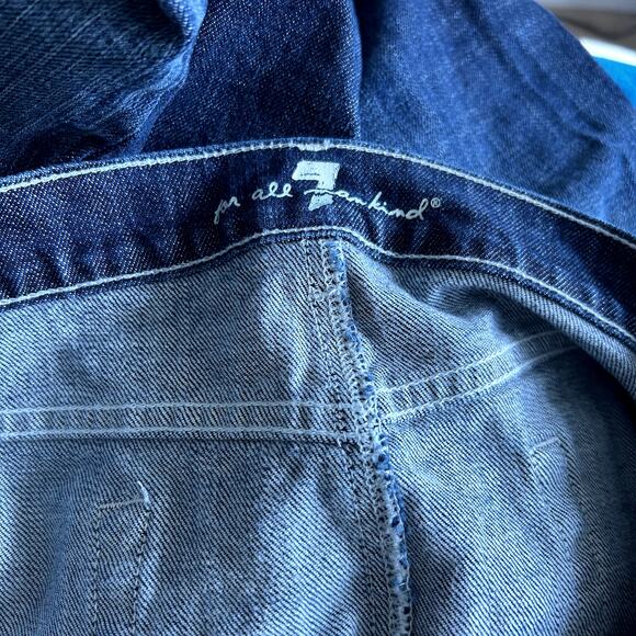 7 For All Mankind Jean Skirt Studded Size 31/12 Denim Made in USA Y2K Modest - Picture 7 of 10